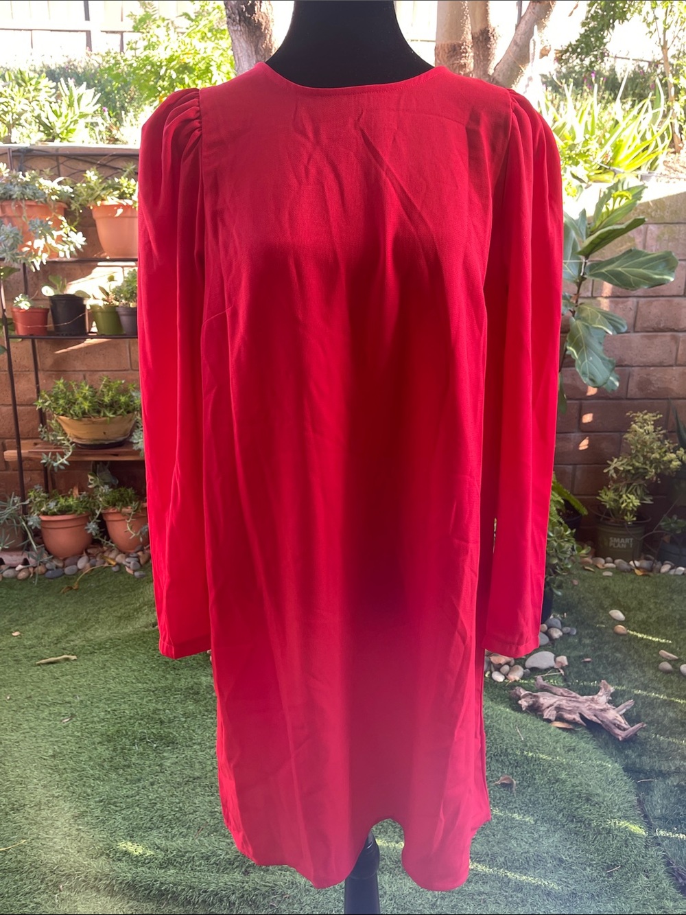 H&M Red Long Sleeve Shift Dress